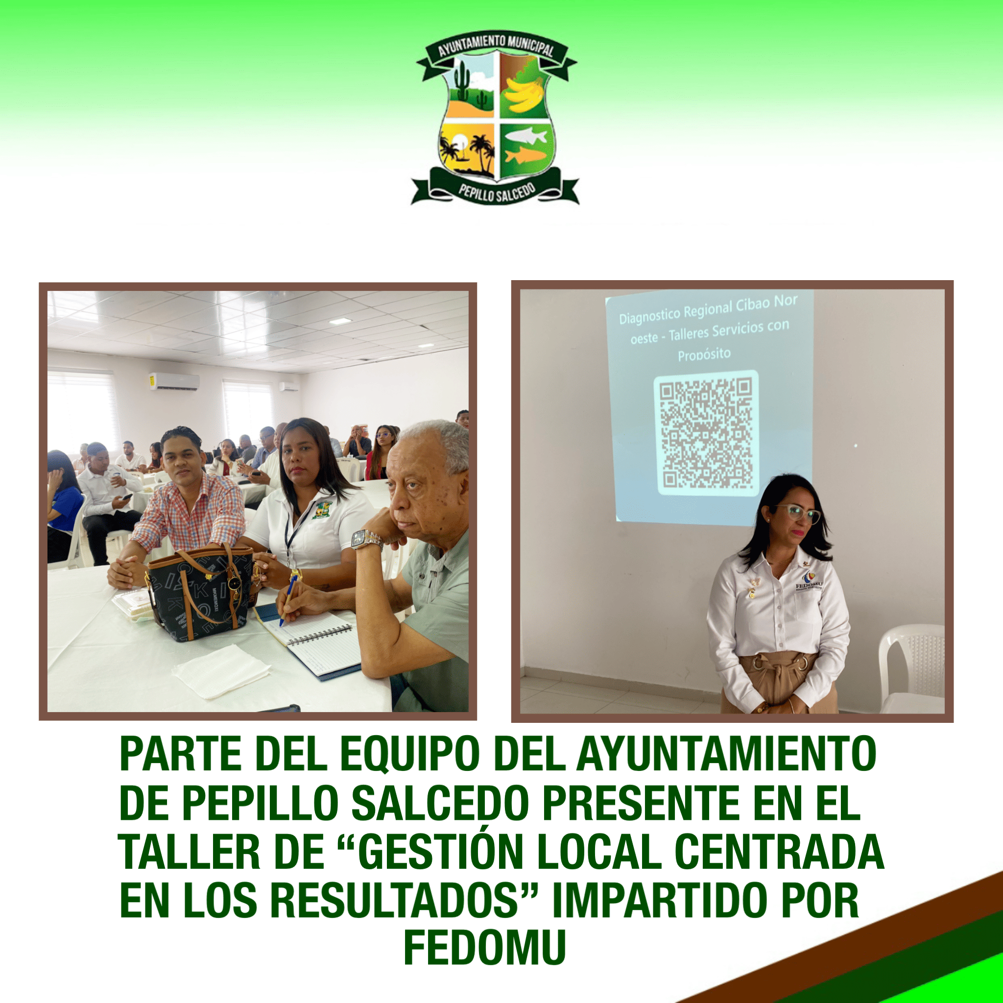 PARTE DEL EQUIPO DEL AYUNTAMIENTO DE PEPILLO SALCEDO PRESENTE EN EL TALLER «GESTION LOCAL» IMPARTIDO POR FEDOMU